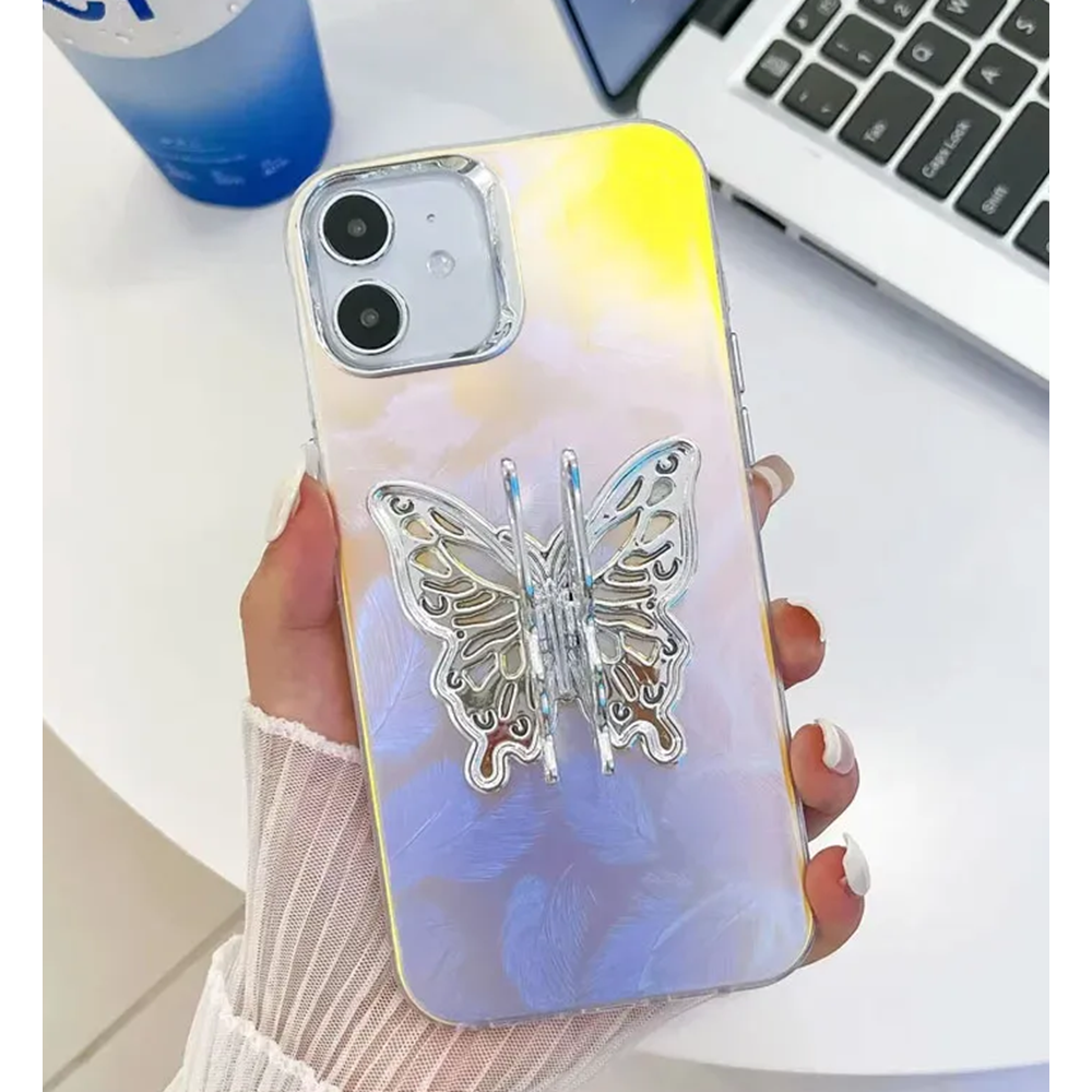 Apple - iPhone 11 Zebana Standlı Kelebek Silikon Kılıf