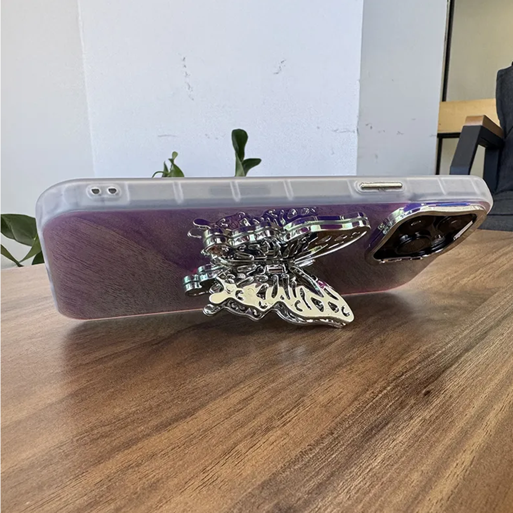 Apple - iPhone 11 Zebana Standlı Kelebek Silikon Kılıf