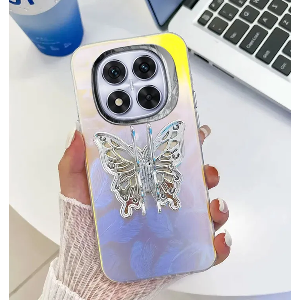 Xiaomi - Redmi Note 14 Pro 5G Zebana Standlı Kelebek Silikon Kılıf