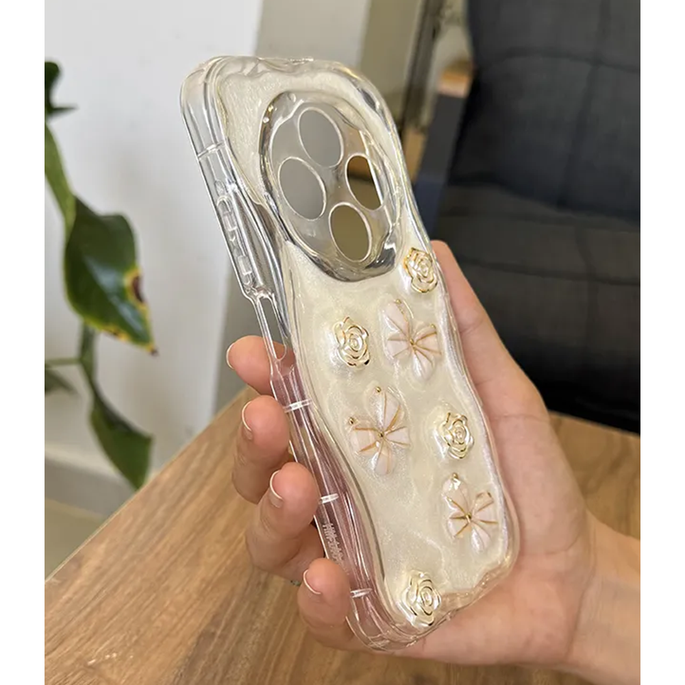 Xiaomi - Redmi 14C Zebana Floral Silikon Kılıf - Gold