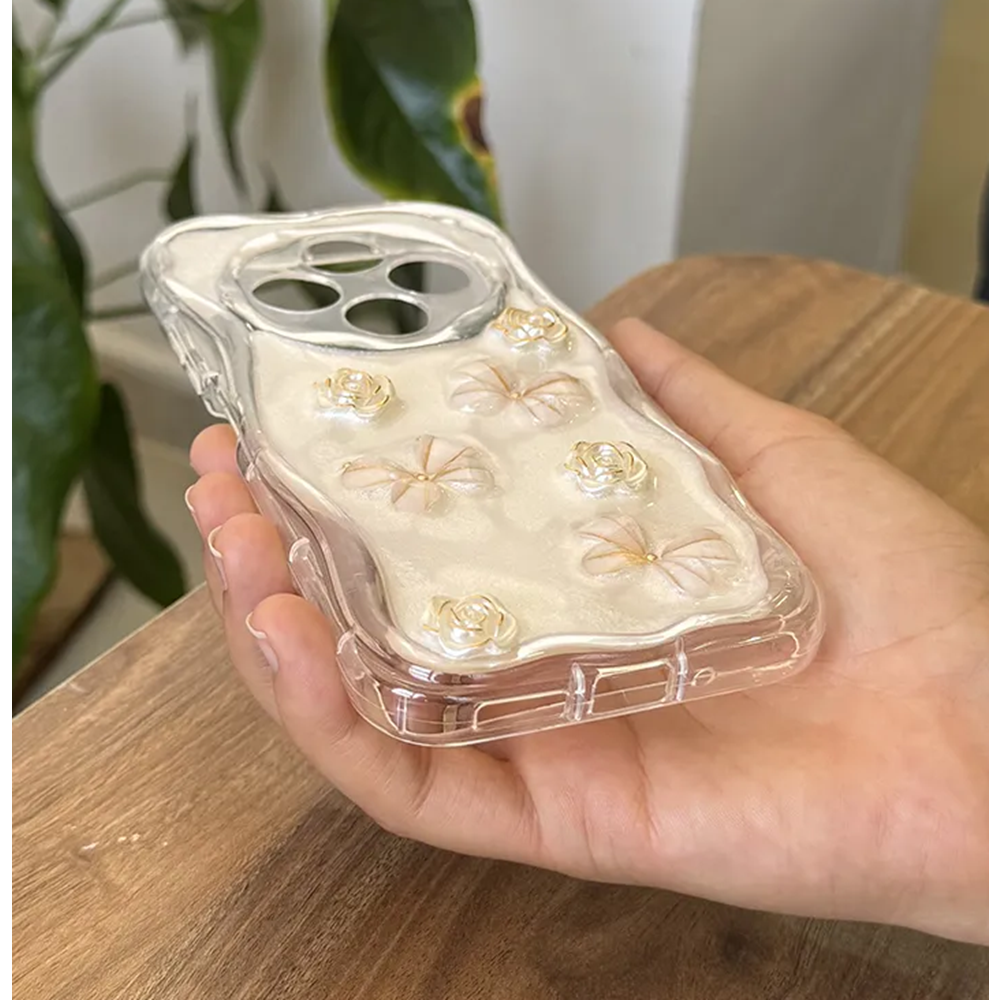 Xiaomi - Redmi 14C Zebana Floral Silikon Kılıf - Gold