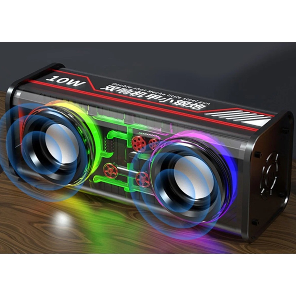 V8 Bluetooth Hoparlör RGB Led Taşınabilir Siyah Mini Ses Bombası