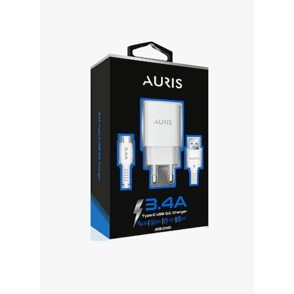 Auris ARS-CH40 3.4A Type C Kablolu Şarj Aleti Beyaz