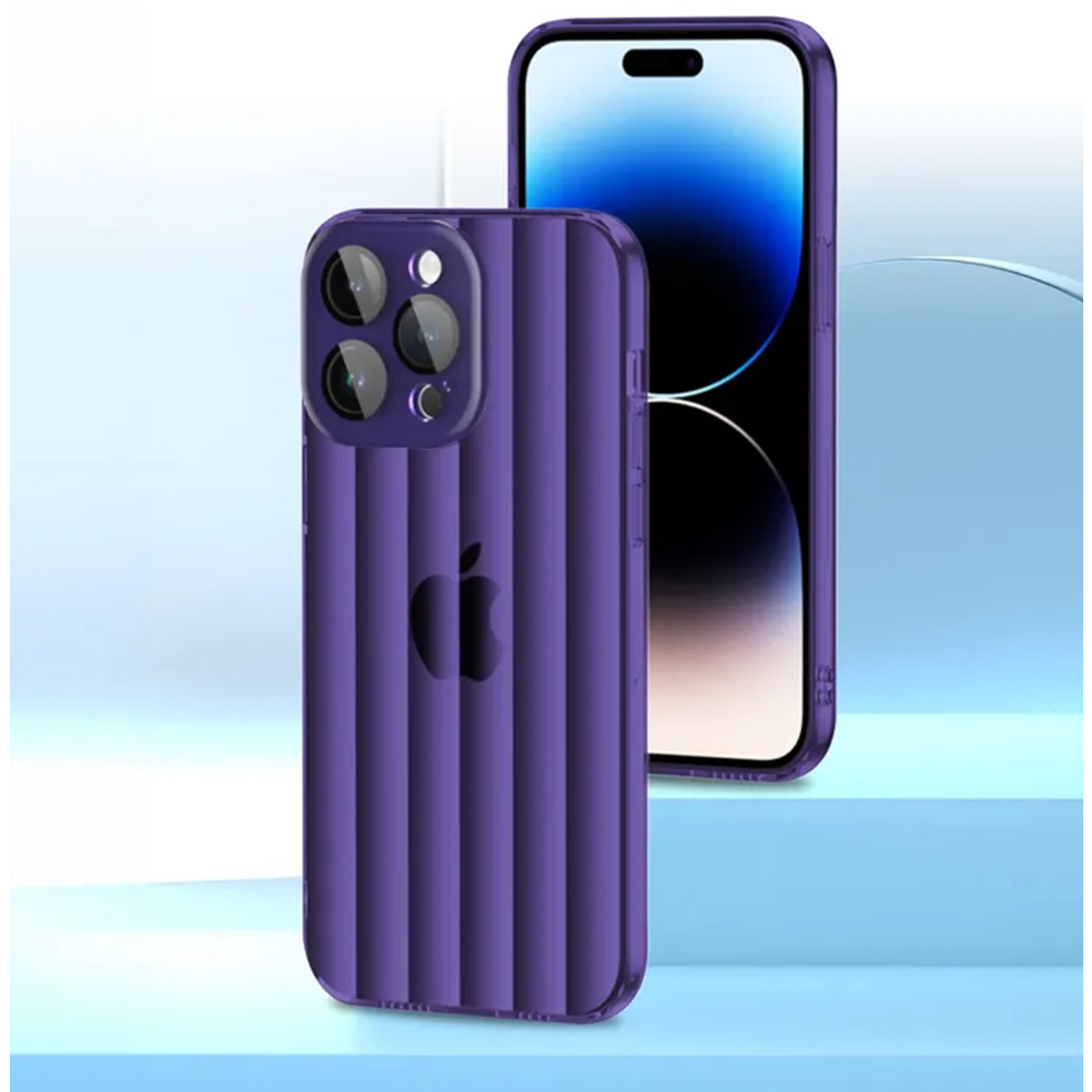 Apple - iPhone 15 Pro Max Zebana Bumper Silikon Kılıf (Kamera Lens Korumalı) - Derin Mor