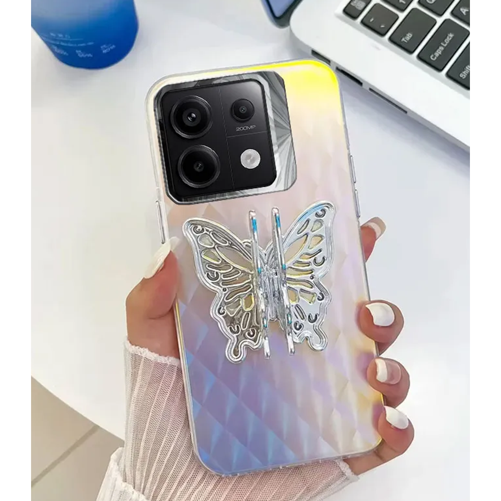 Xiaomi - Redmi Note 13 Pro 5G Zebana Standlı Kelebek Silikon Kılıf - Desen 1