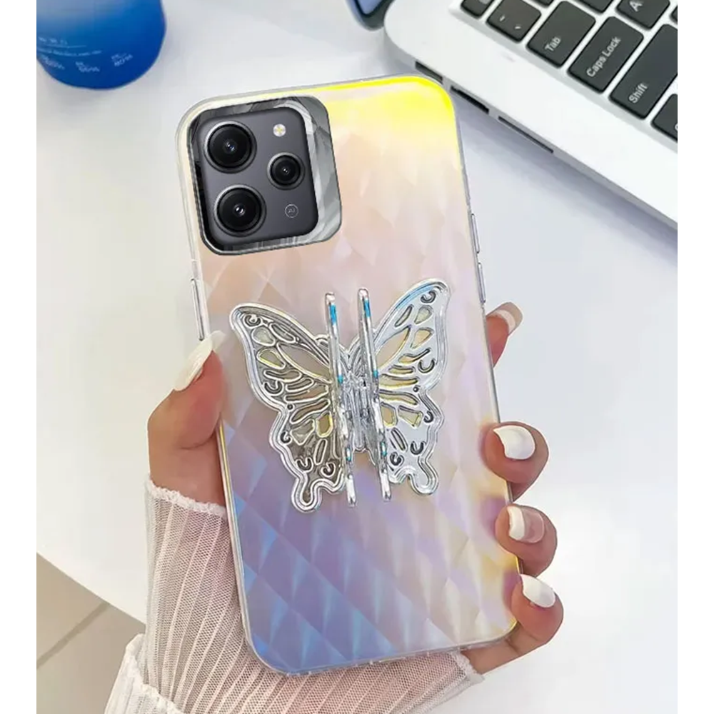 Apple - iPhone 13 Pro Max Zebana Standlı Kelebek Silikon Kılıf - Desen 1