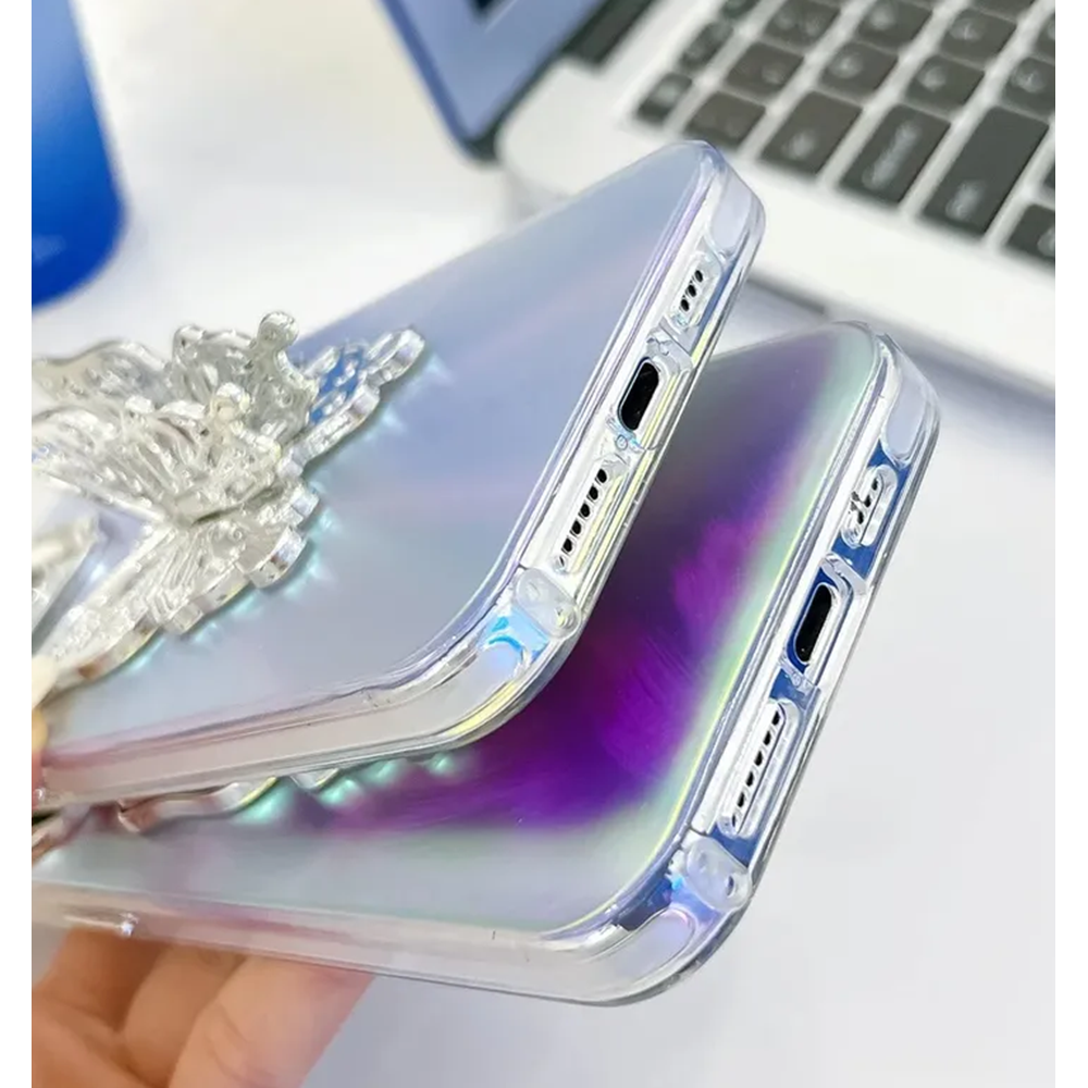 Apple - iPhone 13 Pro Max Zebana Standlı Kelebek Silikon Kılıf - Desen 1