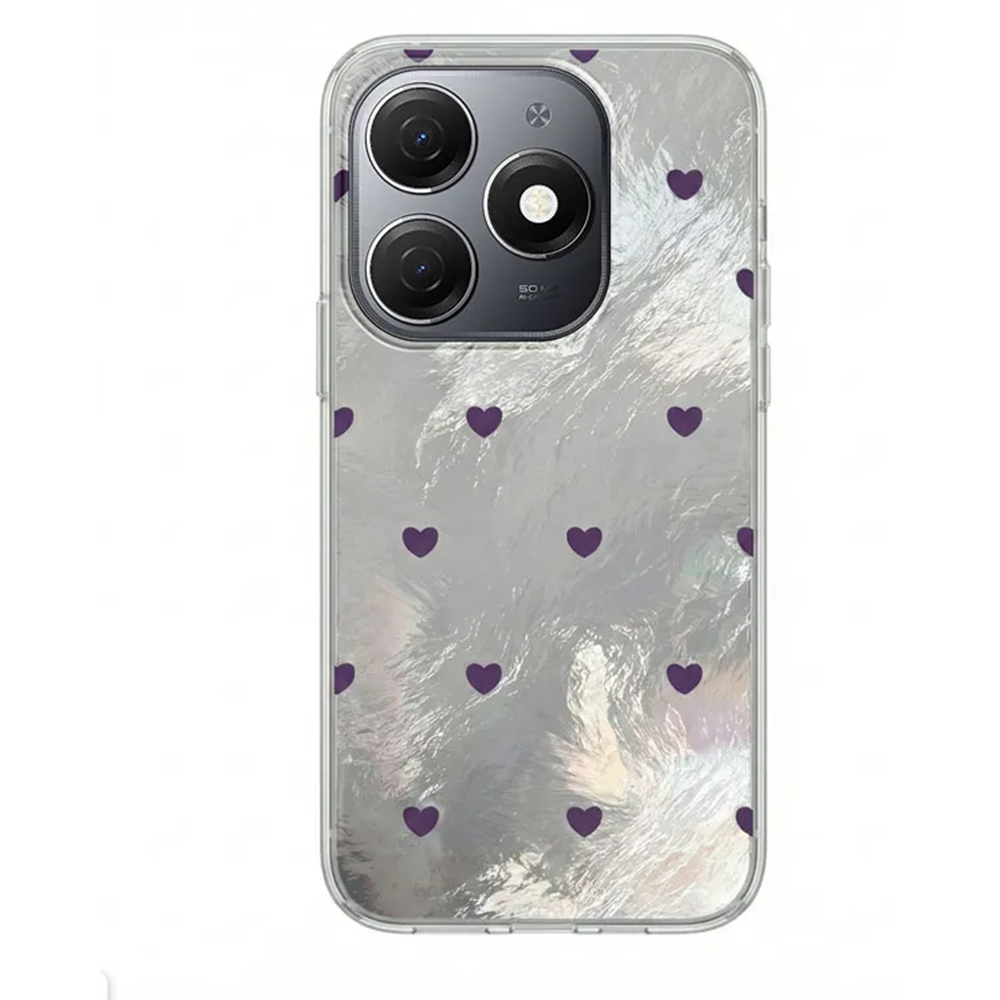 TECNO - Spark 20 Zebana Pink Heart Silikon Kılıf - Kırmızı