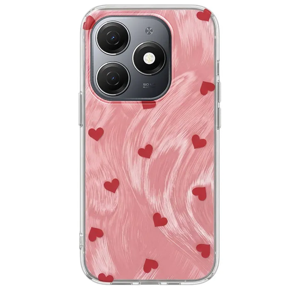 İnfinix - Hot 30i Zebana Pink Heart Silikon Kılıf - Kırmızı