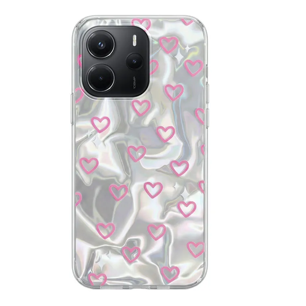 Xiaomi - Redmi Note 14 Zebana Pink Heart Silikon Kılıf