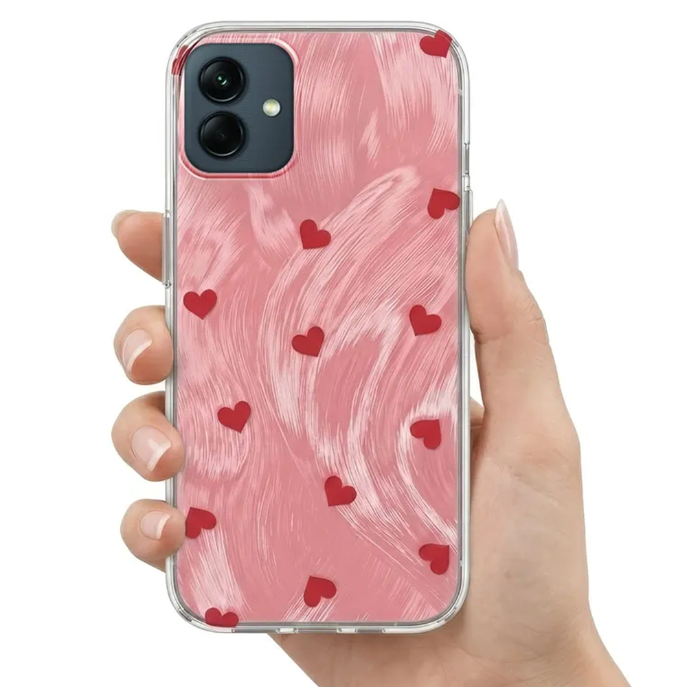 Samsung - Galaxy A06 Zebana Pink Heart Silikon Kılıf