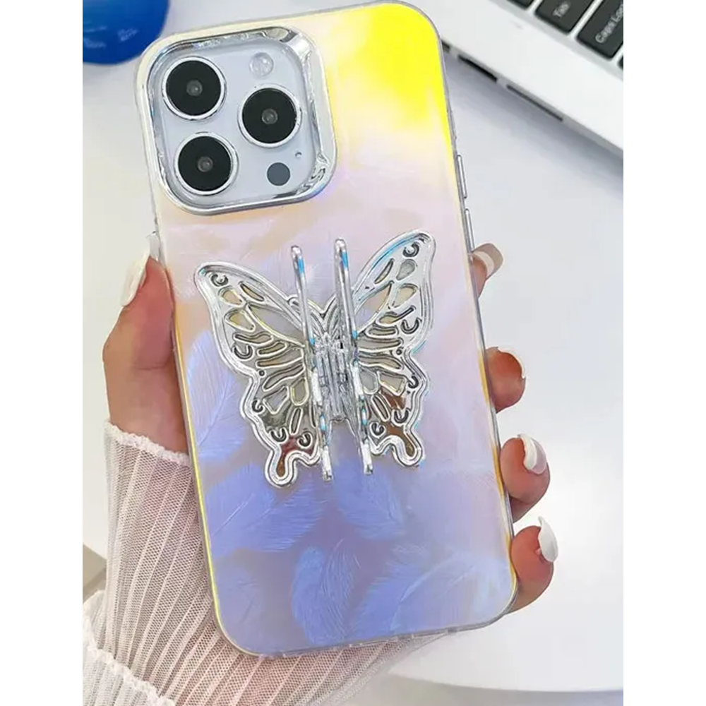 Apple - iPhone 16 Pro Max Zebana Standlı Kelebek Silikon Kılıf