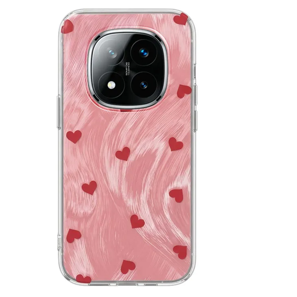 Xiaomi - Redmi Note 14 Pro Plus 5G Zebana Pink Heart Silikon Kılıf