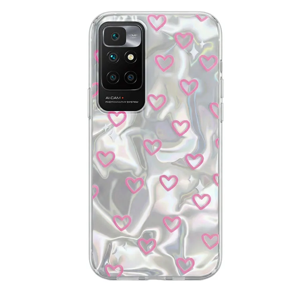 Xiaomi - Redmi 10 Zebana Pink Heart Silikon Kılıf