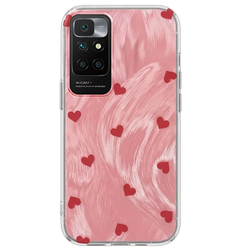 Xiaomi - Redmi 10 Zebana Pink Heart Silikon Kılıf