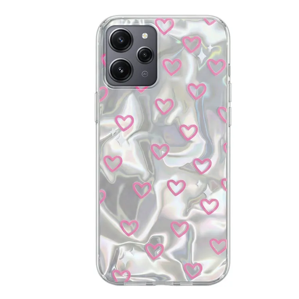 Xiaomi - Redmi 12 Zebana Pink Heart Silikon Kılıf