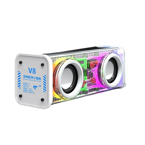 V8 Bluetooth Hoparlör RGB Led Taşınabilir Siyah Mini Ses Bombası