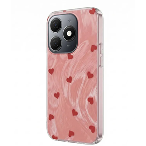 TECNO - Spark 20 Zebana Pink Heart Silikon Kılıf - Kırmızı