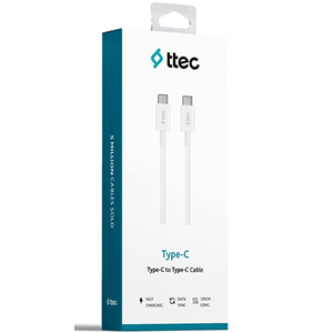 ttec USB-C - USB-C 120cm 60W PD/QC Hızlı Şarj/Data Kablosu Beyaz