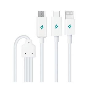 ttec Trio Şarj Kablosu Type-C-Lightning-Micro USB - Beyaz (2DK7521)