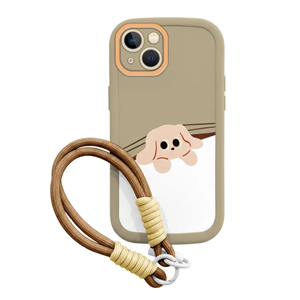 Apple - iPhone 13 Zebana El Bilekli Cat and Puppy Silikon Kılıf -