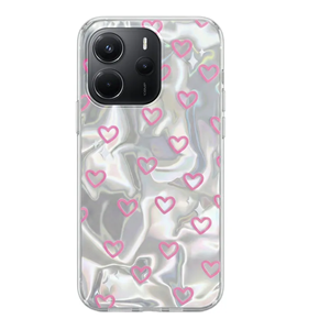 Xiaomi - Redmi Note 14 Zebana Pink Heart Silikon Kılıf