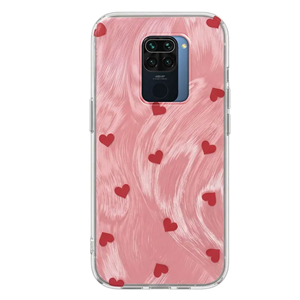 Xiaomi - Redmi Note 9 Zebana Pink Heart Silikon Kılıf - Kırmızı