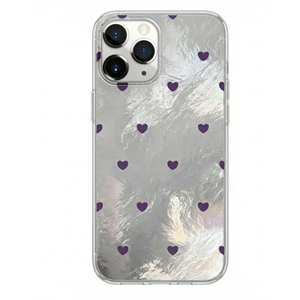 Apple - iPhone 11 Pro Max Zebana Pink Heart Silikon Kılıf
