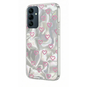 Samsung - Galaxy A14 Zebana Pink Heart Silikon Kılıf - Pembe
