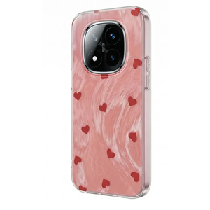 Xiaomi - Redmi Note 14 Pro Plus 5G Zebana Pink Heart Silikon Kılıf