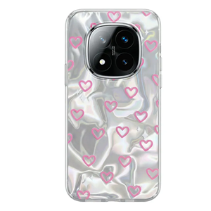 Xiaomi - Redmi Note 14 Pro Plus 5G Zebana Pink Heart Silikon Kılıf