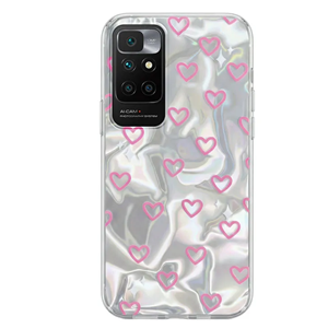 Xiaomi - Redmi 10 Zebana Pink Heart Silikon Kılıf