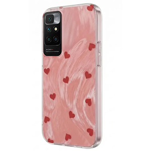 Xiaomi - Redmi 10 Zebana Pink Heart Silikon Kılıf