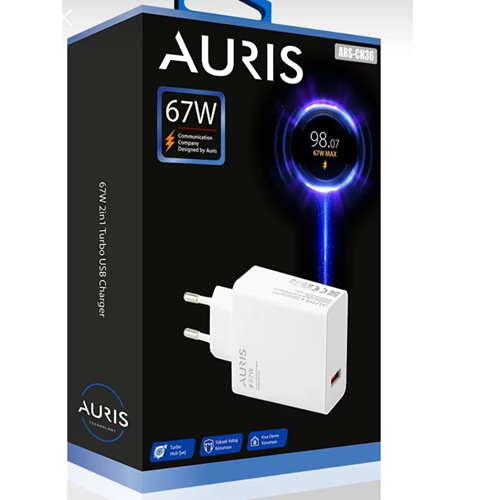 Auris 67 Watt USB Şarj Adaptörü Hızlı Şarj Başlığı 67W Şarj Cihazı Başlık Saliseli