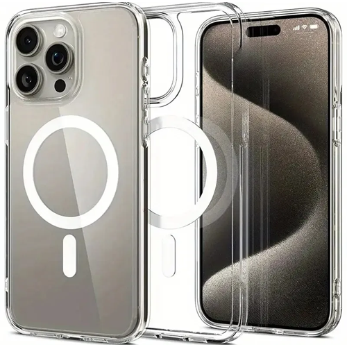 Apple - iPhone 16 Pro Max Şeffaf Magsafe Silikon Kılıf (Kablosuz Şarj Destekli) - Şeffaf