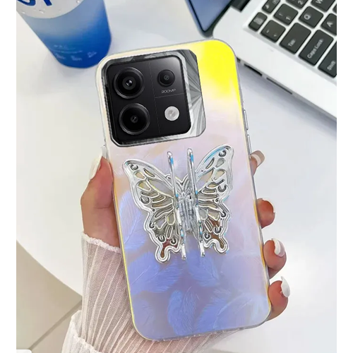 Xiaomi - Redmi Note 13 Pro 5G Zebana Standlı Kelebek Silikon Kılıf - Desen 1