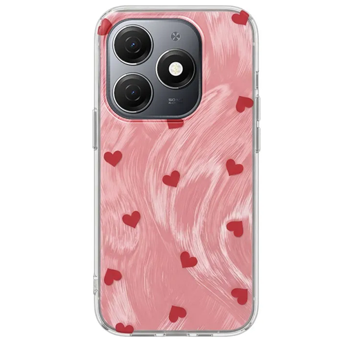 TECNO - Spark 20 Zebana Pink Heart Silikon Kılıf - Kırmızı