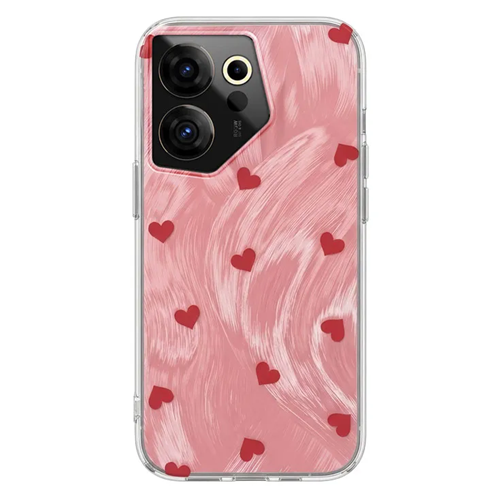 TECNO - Camon 20 4G Zebana Pink Heart Silikon Kılıf - Kırmızı