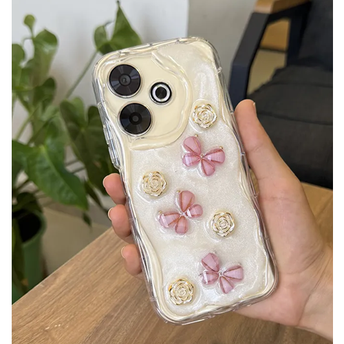 Xiaomi - Redmi 13 Zebana Floral Silikon Kılıf - Gold