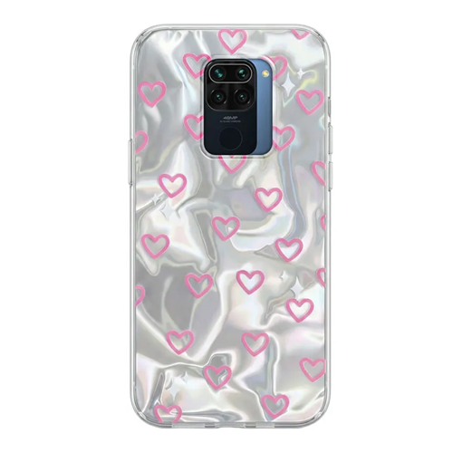 Xiaomi - Redmi Note 9 Zebana Pink Heart Silikon Kılıf - Kırmızı