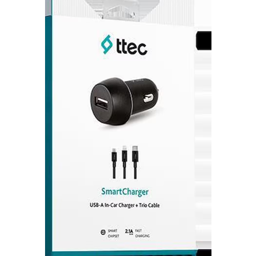 Ttec SmartCharger 2.1A Araç Şarj Aleti ve Trio Kablo Siyah - 2CKS20TS