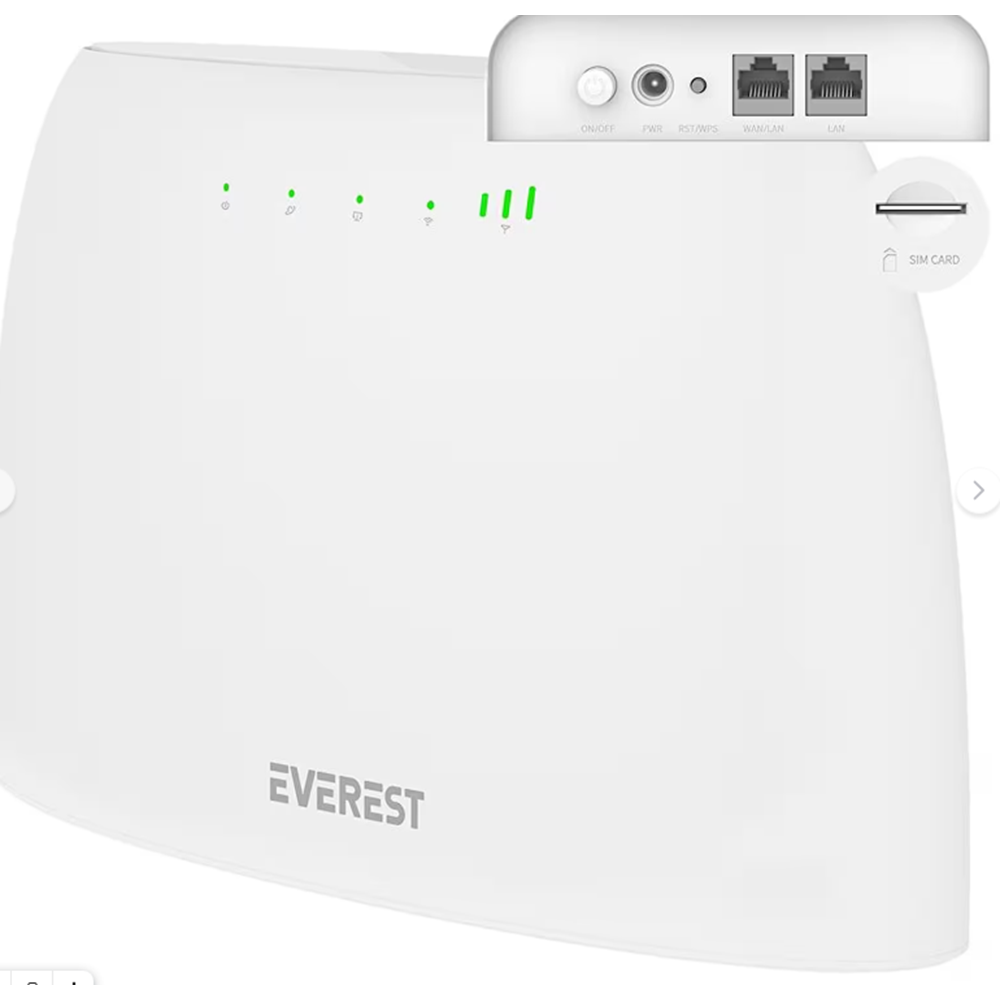 Everest EWR-4G03 4G LTE Wi-Fi Router SIM Kart Girişli 300 Mbps 2.4Ghz WAN/LAN Portlu Kablosuz Yönlen