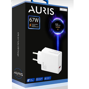 Auris 67 Watt USB Şarj Adaptörü Hızlı Şarj Başlığı 67W Şarj Cihazı Başlık Saliseli