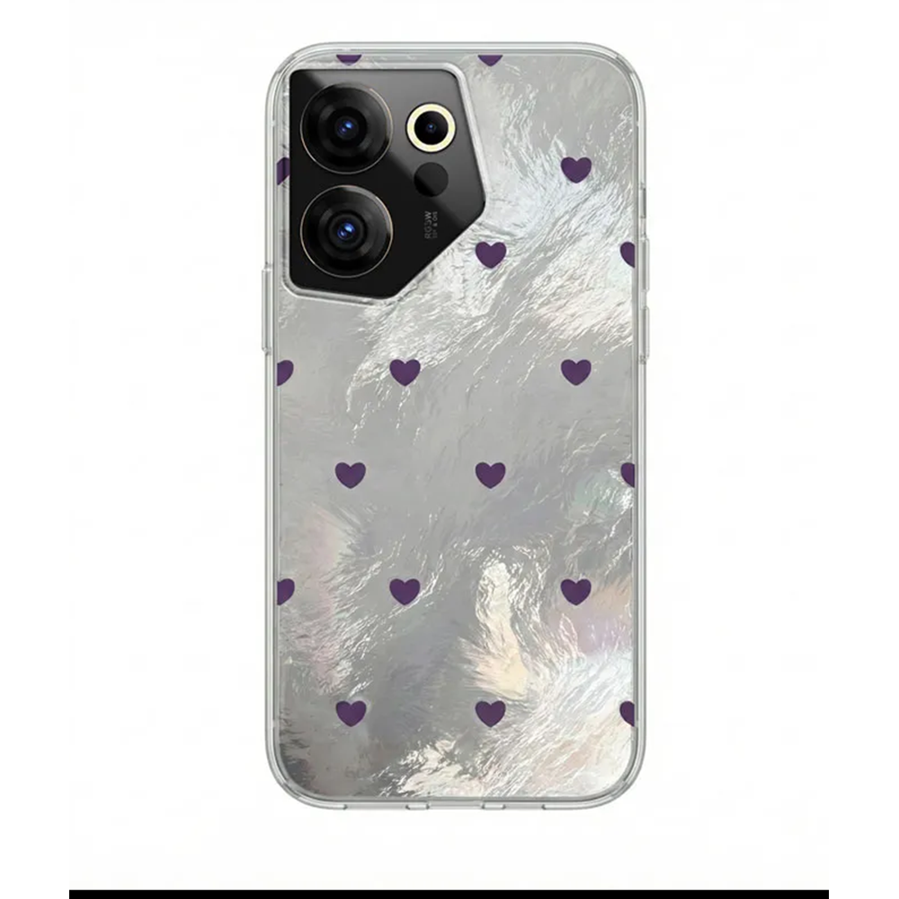 TECNO - Camon 20 4G Zebana Pink Heart Silikon Kılıf - Kırmızı
