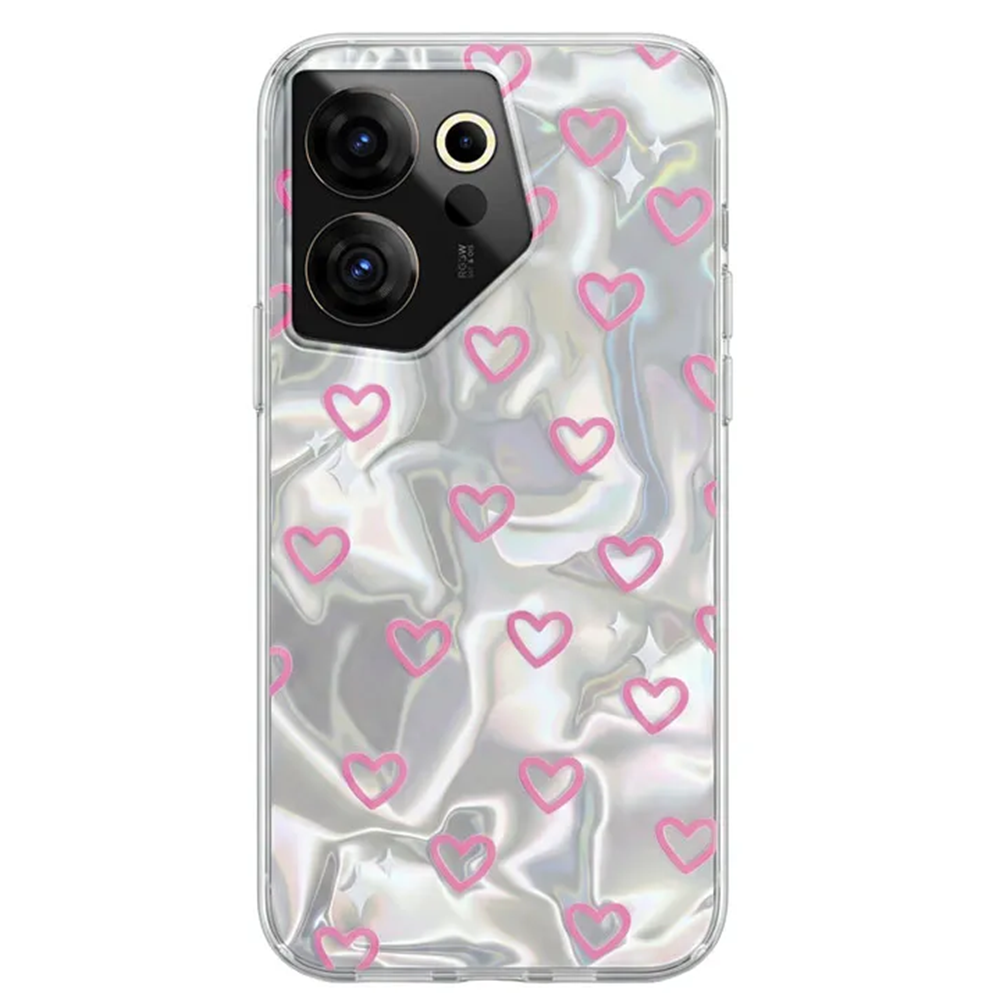 TECNO - Camon 20 4G Zebana Pink Heart Silikon Kılıf - Kırmızı