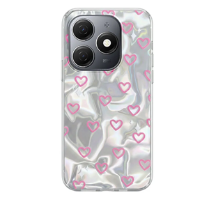 İnfinix - Hot 30i Zebana Pink Heart Silikon Kılıf - Kırmızı