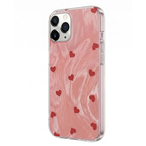Apple - iPhone 11 Pro Max Zebana Pink Heart Silikon Kılıf