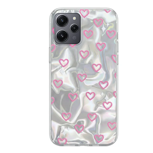 Xiaomi - Redmi 12 Zebana Pink Heart Silikon Kılıf