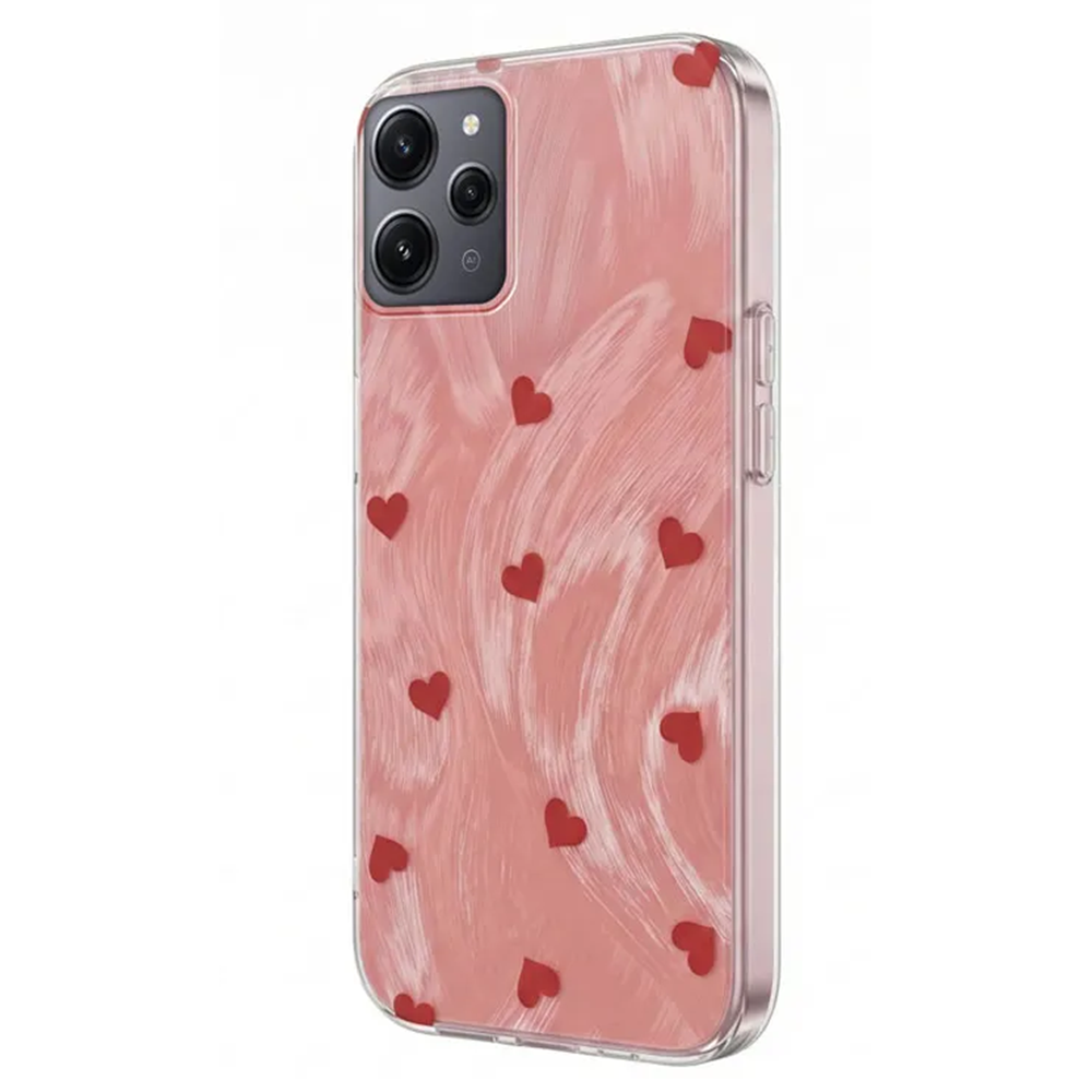 Xiaomi - Redmi 12 Zebana Pink Heart Silikon Kılıf