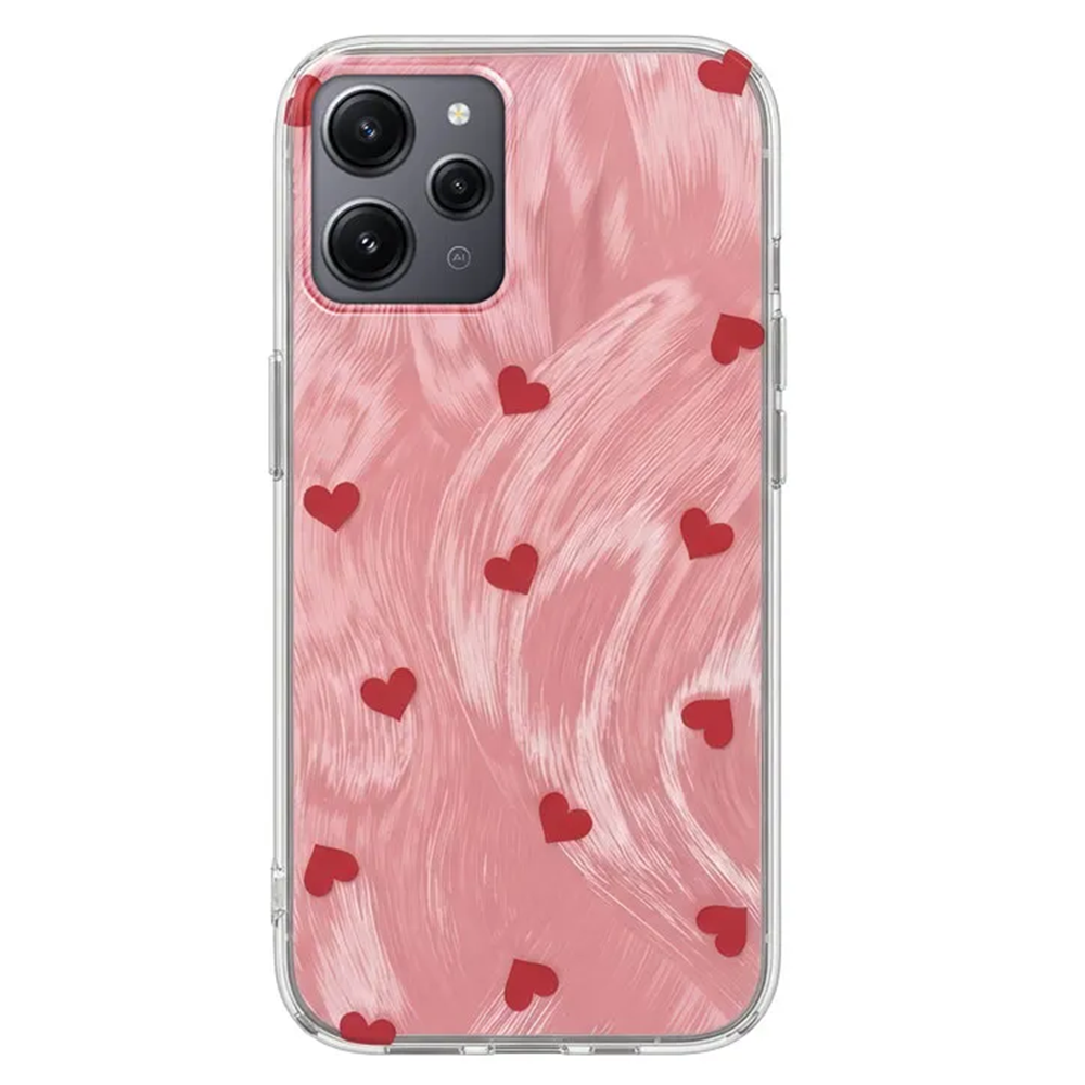 Xiaomi - Redmi 12 Zebana Pink Heart Silikon Kılıf